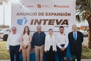 Inversión de INTEVA fue anunciada por Ninfa Cantú Deándar, secretaria de Economía; Alberto Granados, presidente municipal de Matamoros; Francisco González Díaz, presidente de la Industria Nacional de Autopartes, Armando Botti, director de Operaciones de INTEVA y César Treviño presidente ejecutivo del Consejo Estatal para el Desarrollo Económico